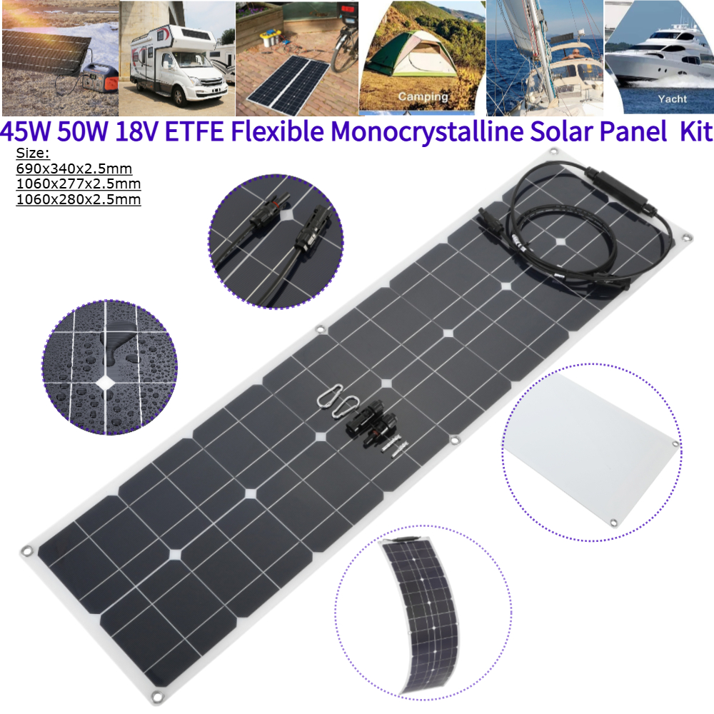 Outdoor Adventures - 45W 50W 18V ETFE Flexible Monocrystalline