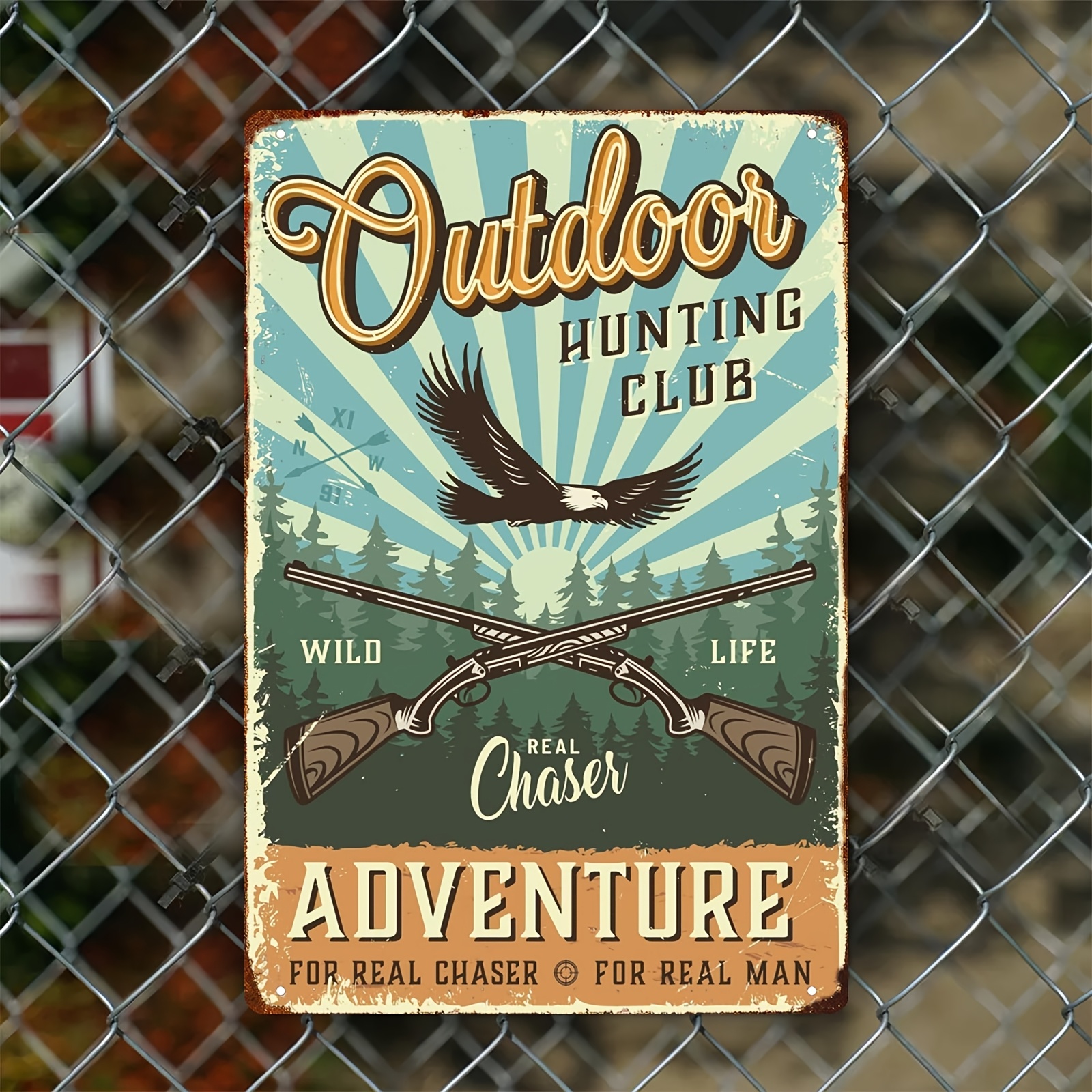Art Deco Style Iron Tin Sign - - Outdoor Adventure Club recensione e prezzo