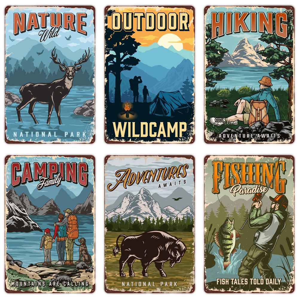 Camping Family Tin Sign, Fishi - Outdoor Adventure Club recensione e prezzo