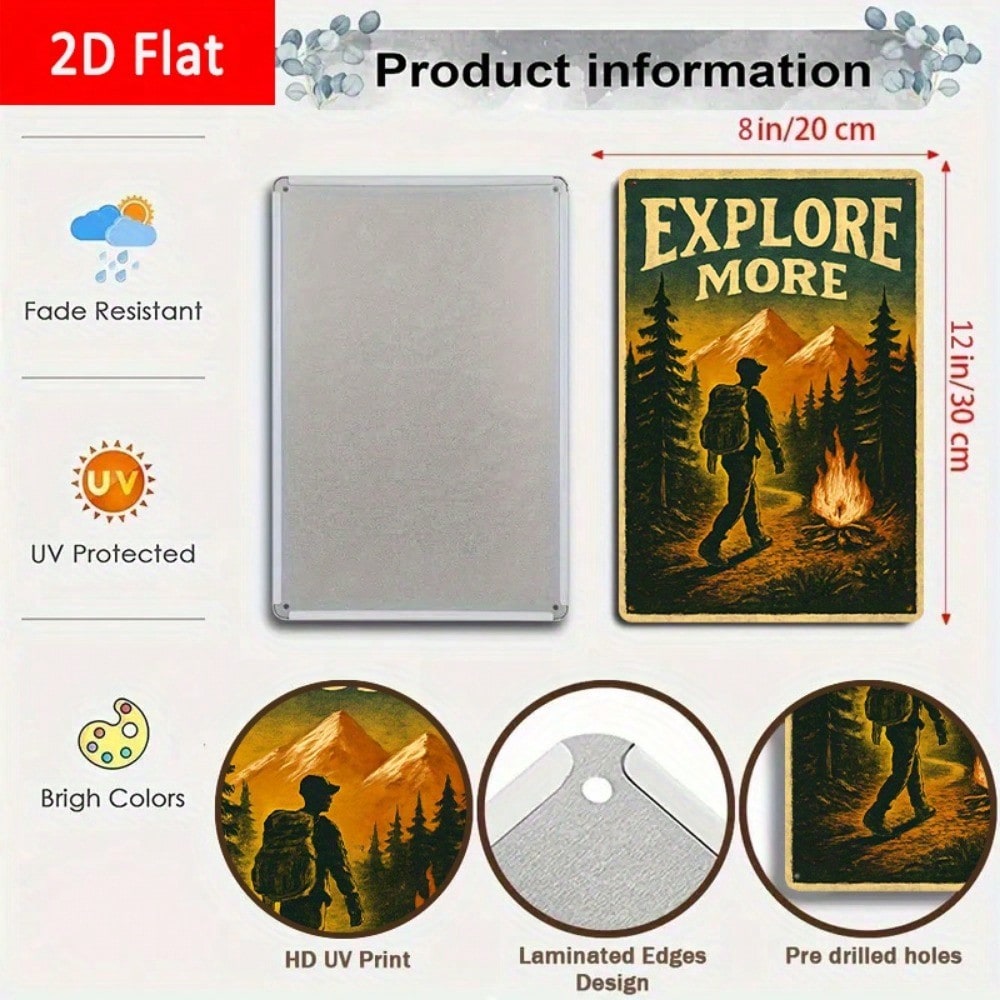 1PC Tin Sign Explore More With - Outdoor Adventure Club recensione e prezzo