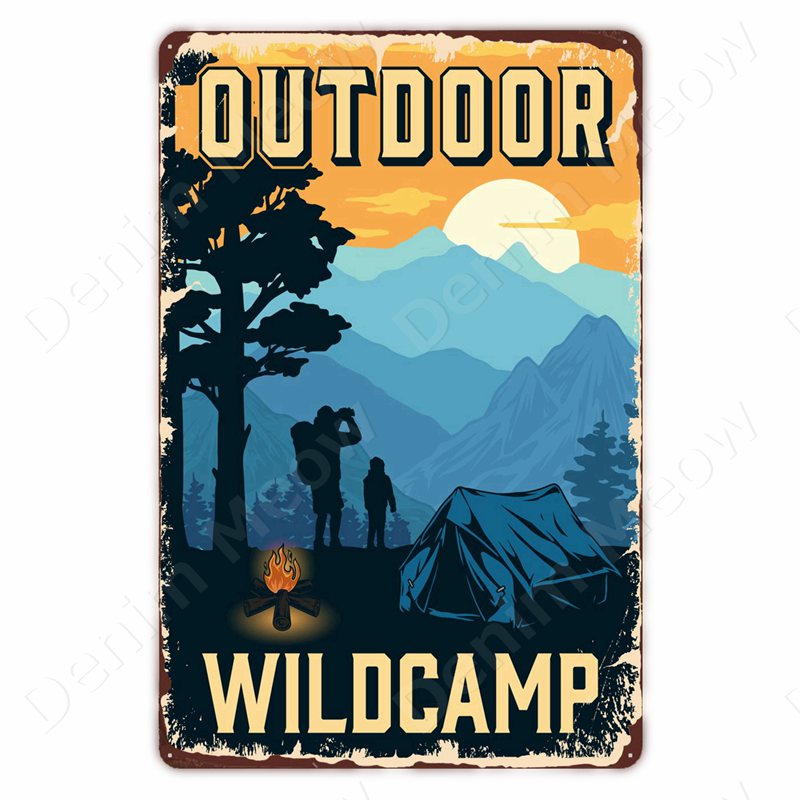 Camping Family Tin Sign, Fishi - Outdoor Adventure Club recensione e prezzo